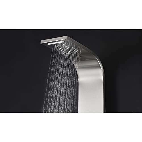 Anzzi Shower Panel Tower System, Field 58 Inch Long Turbo High Pressure Shower Head And Detachable Handheld Spray Rainfall Shower Panel In Brushed Steel, Rain Shower 1.8 Gpm 2 Body Jets Combo, Sp-Az042 #TOP5
