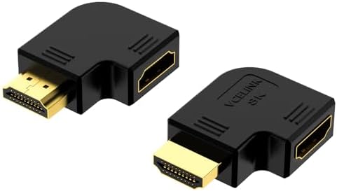 VCELINK 8K HDMI 90 Degree and 270 Degree Adapter, Flat HDMI 2.1 Right Angle Connector Male to Female Support 8K@60Hz, 4K@120Hz, 3D, for Laptop/Wall Mount TV/Roku Stick/Switch/PS5, 2 PCS/1 Pair