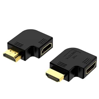 VCELINK 8K HDMI 90 Degree and 270 Degree Adapter, Flat HDMI 2.1 Right Angle Connector Male to Female Support 8K@60Hz, 4K@120Hz, 3D, for Laptop/Wall Mount TV/Roku Stick/Switch/PS5, 2 PCS/1 Pair
