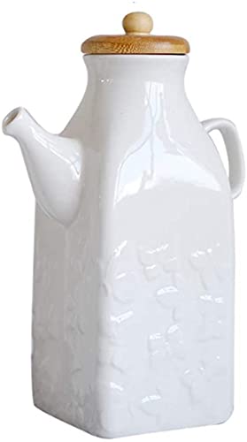 LUbrel soy sauce pot,ceramic jugs,Oil Can Olive or Vinegar Bottle Anti-Leakage, White Butterfly Relief Ceramic Oil Dispenser Bottle Ceramic Soy Sauce Dispenser Bottle (Color : 650ml)