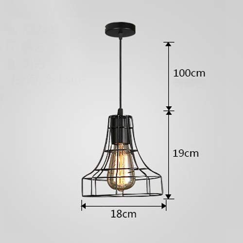 Lámpara colgante rústica E27 de hierro negro para decoración vintage y loft industrial F 4