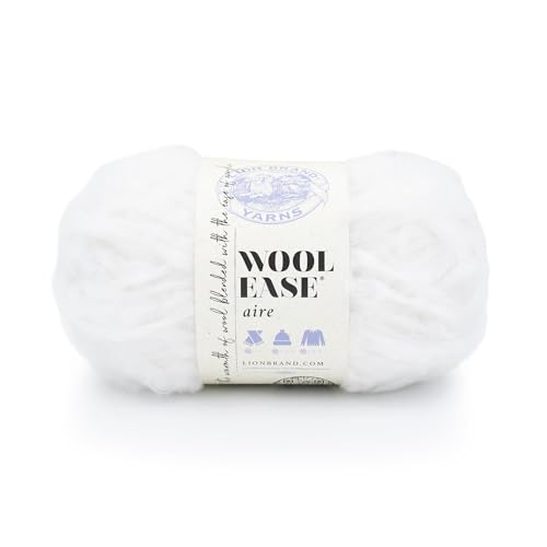 Image of Lion Brand Yarn, Wool-Ease Aire Crochet Yarn, Marshmallow, White, 1 Pack