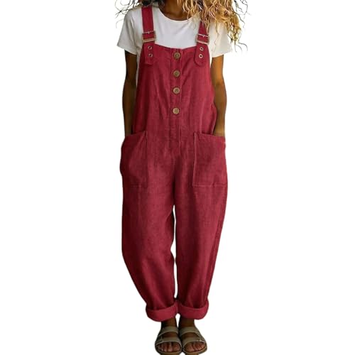 Jumpsuit large femme sans manches et salopette rétro décontractée