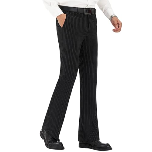 Mens Striped Boot Cut Dress Pants Flared Flares Style Tailored Trousers Bell Bottom Casual Vintage Wedding2