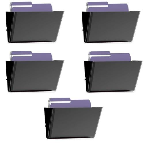 MINDEPOT 5 Pockets Acrylic Wall File Organizer, Wall File Holder Black