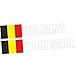 INDIGOS – naklejka – Belgia – napis biały – folia – samochód, segregator, motocykl, rower, ściana, drzwi, lodówka, itd. – 180 x 36 mm – flaga personalizowana