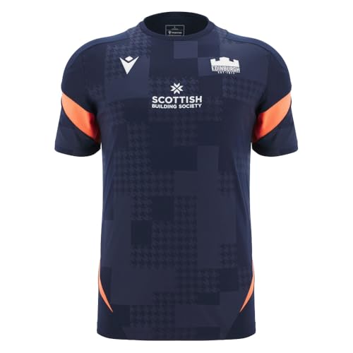 Image of Macron Edinburgh Rugby 2025/26 Mens Training Poly T-Shirt Blue