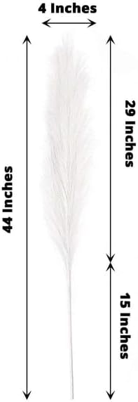 Miniatura 3 de Tableclothsfactory 3 tallos Aerosoles artificiales de hierba de pampa blanca de 44 pulgadas, ramas sintéticas, florero, arreglo floral
