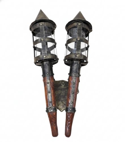 Hand Forged Iron Wall Torch Sconce – 27.5" Double Rustic