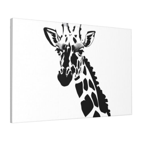 Toile girafe noire et blanche prête à suspendre pour embellir un salon terne