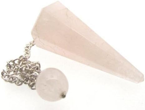 12 Facet Reiki Charged Natural Rose Quartz Crystal Pendulum AAA Grade