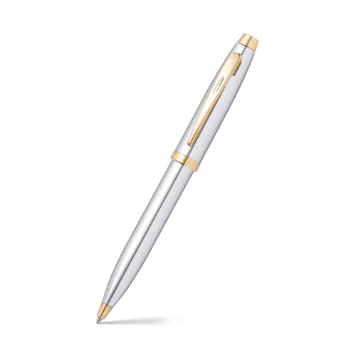 Stylo bille Sheaffer 100 chrome et attributs dorés pour l'écriture quotidienne