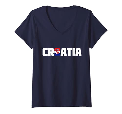 Donna Croazia - Croazia Bandiera Hrvatska Travel Maglietta con Collo a V