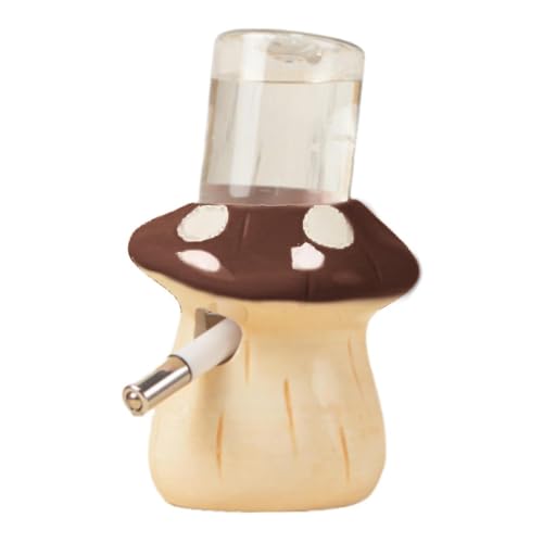 Ronyme Bouteille d'eau en Forme de Champignon pour Hamster, Facile à Nettoyer, avec Support, Distributeur d'eau pour Rats, Petits Animaux et, Brun