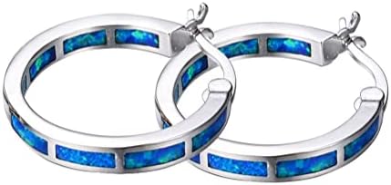 QZCQLLM Silver Hoop Earring, Opal Small Hoop Earring for Women, Hypoallergenic Jewelry Cubic Zirconia Huggie Hoop Earrings Blue and White