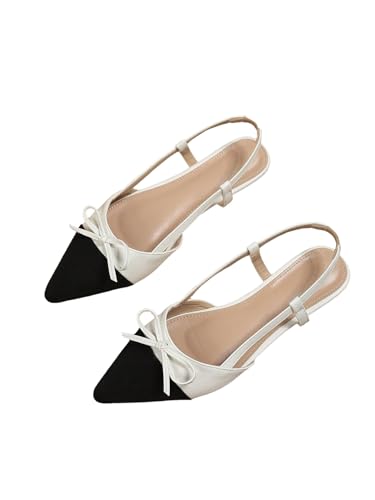 oyoangle women39s color block bow pointed toe slingback flat sandals work office dressy shoes