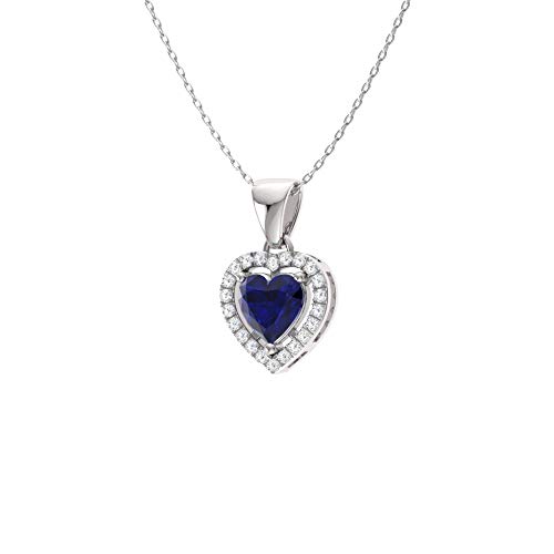 Diamondere Natural and Certified Gemstone and Diamond Heart Petite Necklace in 14k Solid Gold | 0.45 Carat Pendant with 18 Inch Chain Valentine's Day Gift for her2