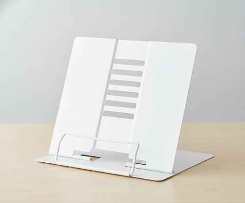 Pupitre à Livres Blanc en Métal, Support de Lecture Ajustable et Pliable – Porte-Livres Multifonction pour Études, Cuisine, Tablette, iPad, Recettes et...