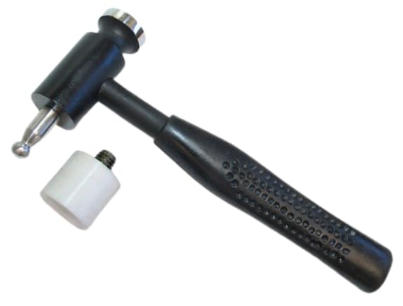 Dual Head Dapping Hammer, Interchangeable Steel and Nylon Tips, Jewellery Making Tool, Used for Flattening, Spreading & Hardening