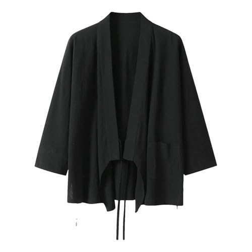 Kimono homme col mandarin en coton lin pour week-end et détente