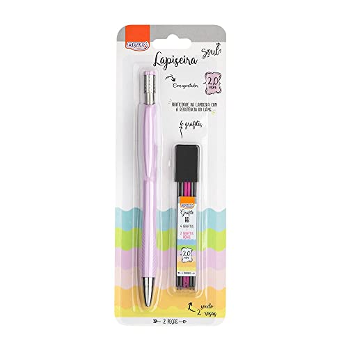 Lapiseira 2.0mm + Tubo Grafite 6 un. Soul Cor Pastel - BRW COR:LILÁS