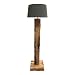 Produktbild dasmöbelwerk Teak Lampe massiv Stehlampe mit Lampenschirm höhenverstellbar H167-179 cm ROUND (Lampenschirm Grau)