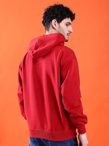 Image of The Indian Garage Co Men Regular Fit Solid Overhead Hooded Sweatshirt