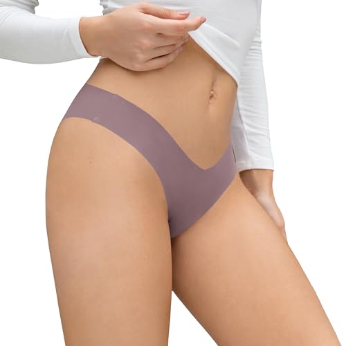 Image of DEANGELMON Women Seamless Bikini Cheeky Underwear Invisible No Show Panties V-Waist Hipster Ladies Soft Stretch Multi Pack