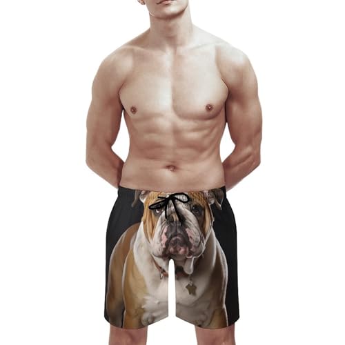 Men's English Bulldog Swim Trunks Quick-Dry Beach Shorts with Drawstring Casual Pants for Swimming Running2
