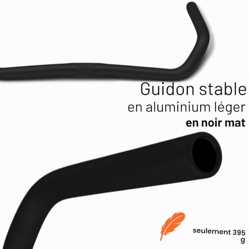 LOEVELOSI Guidon de vélo classique hollandais - Design vintage en aluminium - Noir - Pour vélo de course rétro – vue 5