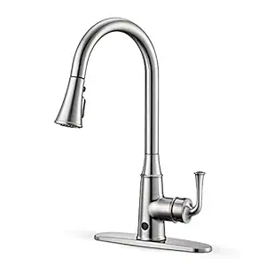 Touchless Kitchen Faucet Automatic Motion Sensor Christmas Gift, WaterSong Kitchen Sink Faucets with 4 Modes Pull Down Sprayer, Commercial Modern Kitchen Water Tap, 1s Sensor Control Box, Deck Mount