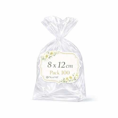 Ofituria Sacos de transparente 8 x 12 cm, sacos transparentes para carros e presentes, sacos de plástico transparente para aniversários de criança, bolachas e detalhes, 1 embalagem (100 sacos)