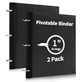 Tashkummy 360° Pivotable 3 Ring Binder, Upgraded Foldable Binders 1 inch 2 Pack, Thin Small Three Ring Binder Fits 8.5' x 11', for Home, School and Office Binders Supplies - Black