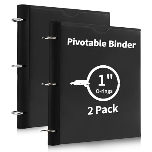 Tashkummy 360&deg; Pivotable 3 Ring Binder, Upgraded Foldable Binders 1 inch 2 Pack, Thin Small Three...