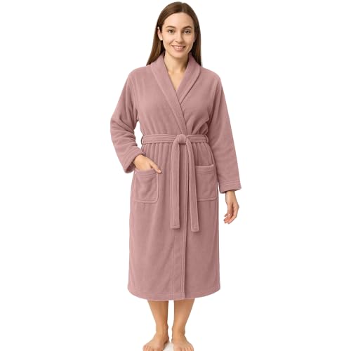 RIVERSIDE 100% Cotton Terry Bathrobe for Women & Men - Soft Towel Robe with Shawl Collar Adjustable Belt & Pockets