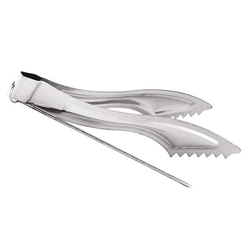 NKlaus Pince à encens 16cm de long argentée avec perforateur acier inoxydable Pince à charbon Pince à shisha Pince à glace lavable au lave-vaisselle 1343