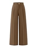 ZESICA Women's Wide Leg Dress Pants 2026 High Waisted Business Casual Palazzo Pants Work Office Slacks Trousers Coffee Large