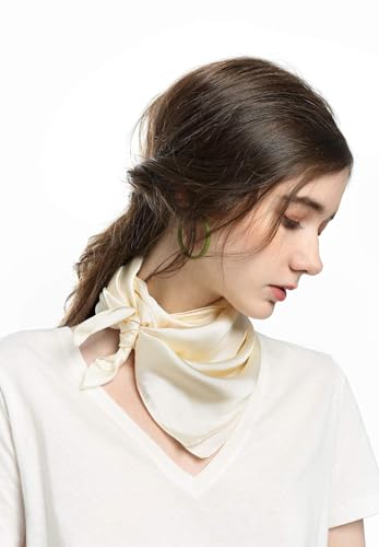 MEANBEAUTY 27.5" Square Silk Like Head Scarf for Women Satin Bandana Head Scarves Neck Scarfs for Hair Wrapping at Night4