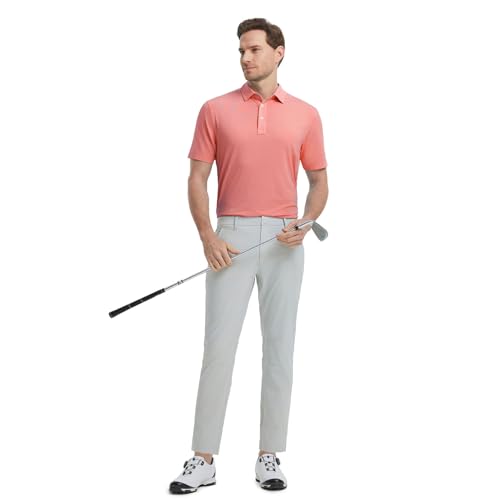 M MAELREG Mens Golf Shirts Moisture Wicking Dry Fit Business Casual Stretch Jacquard Short Sleeve Golf Polo Shirts for Men4