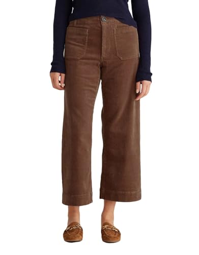 Women's Wide Leg Corduroy Pants Stretch High Waist Patch Pockets Straight Leg Jeans Pants