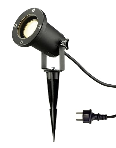 SLV NAUTILUS XL Erdspießleuchte Außenleuchte für Garten Terrasse Wege & Teich | GU10 IP65 11 W mit Erdspieß & Stecker | Einzeln | Schwarz
