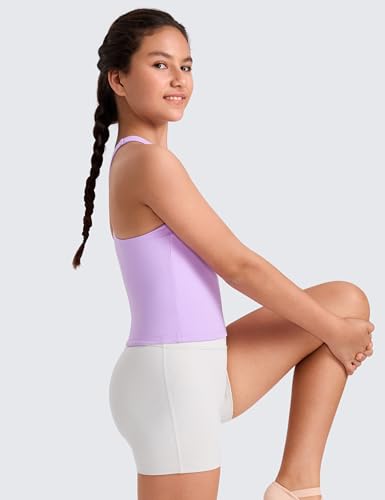 Image of CRZ YOGA Girls Butterluxe Double Lined Tank Top | Dance, Extremely Soft, Tight Fit, Waist Length, High Neck, Athletic, Sleeveless Shirts for Teen