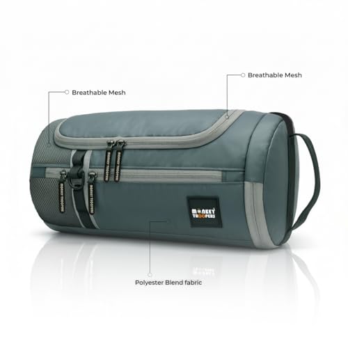 Image of MONKEY TROOPERS Pumppack Gym Duffle - Water-Resistant, Travel /Gym, Quick Access & Zippered Pockets, 30L Capacity (Grey)