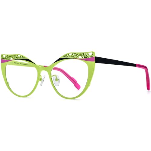 Image of FONEX Colorful Pure Titanium Glasses Frame Women Retro Round Eyeglasses