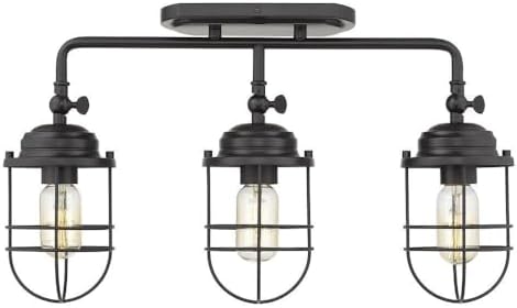 Golden Lighting Seaport - 3 Light Semi-Flush Mount in Sturdy Style - 12.38 Inches high by 14 Inches Wide-Black Finish