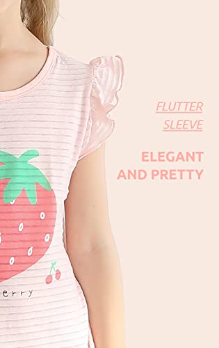 Bangsaur Girls' Summer Dress Cotton Flutter Sleeve Homewear,Pack Of 2 Dresses Girls 3-12 Years(Purple Rabbit,3-4T) #TOP3