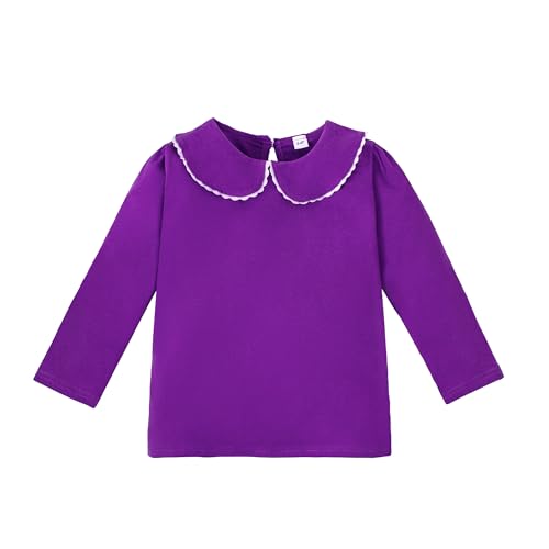 Image of LYSMuch Toddler Girl Long Sleeve Peter Pan Collar Top | button down collar, is machine washable and wrinkle resistant, perfect for photo shoots and back to school season.