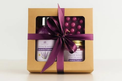 Kit Spa Banho Premium Floral 3 peças Geleia de Banho, Sabonete Massageador e Sais Esfoliantes