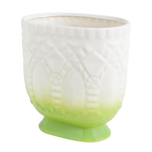 Image of Modern Trash Can - Ceramic Decorative Waste Container for Bathroom, Kitchen, and Bedroom, Garbage Bin for Home & Office, Wastebasket Container (Green)