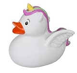 MIK Funshopping Badeente Quietscheente Badewannenspielzeug (Ente Einhorn weiß/Multicolor)